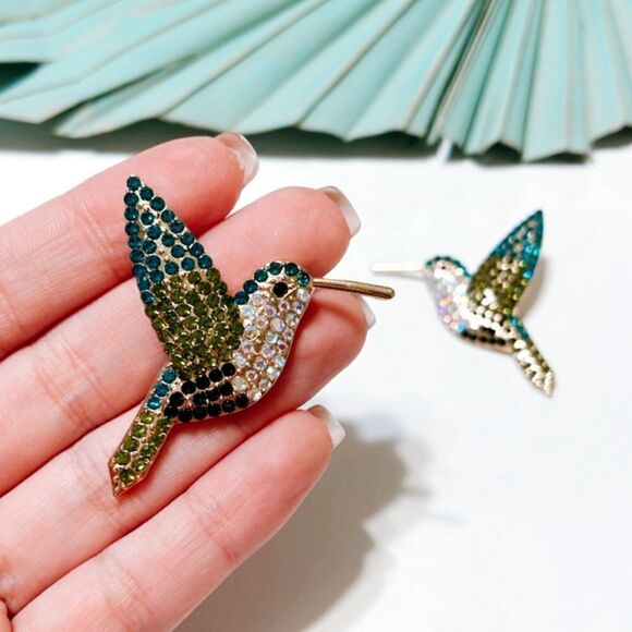 Diamond bird stud earrings S83 - Picture 3 of 3